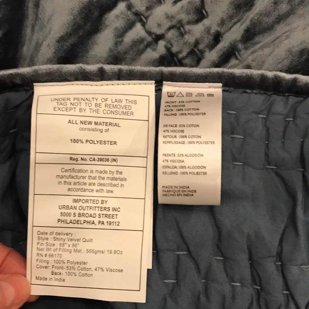 Anthropologie Lustered Velvet Alastair Twin Quilt